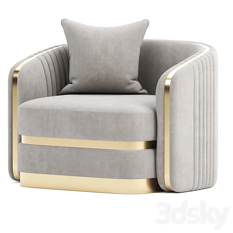 MADONNA modern golden gray glamor armchair for living room dining room 3DS Max Model