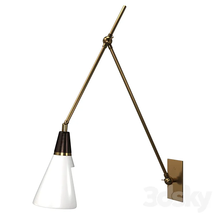 Magari Adjustable Wall Lamp in Bronze White and Brass by Blueprint Lighting Sconce 3DS Max Model