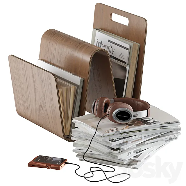 Magazine rack holder book stack headphone floor accessories decor 3DSMax File