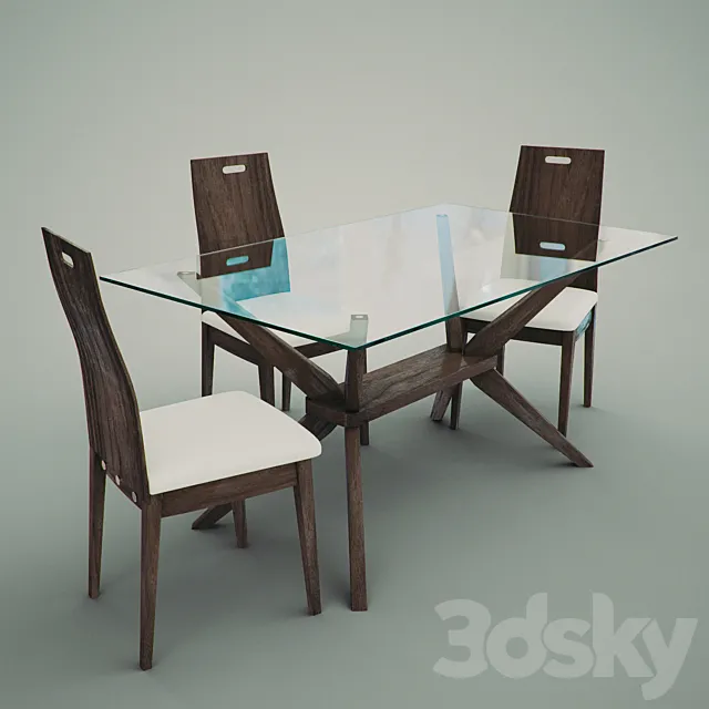 Magna 5-Piece Dining Set with Haline Chairs 3DSMax File