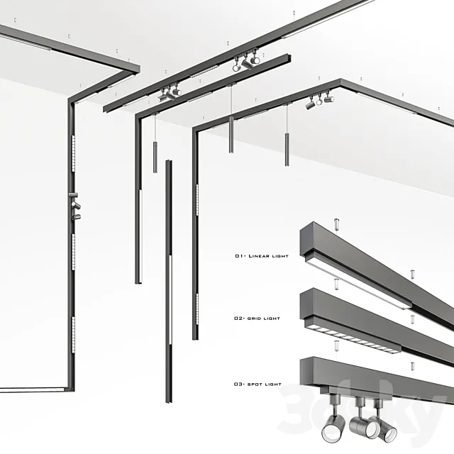 Magnetic -Track-light 3DS Max Model