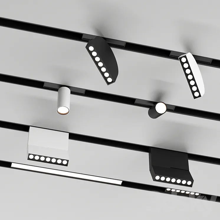 Magnetic Track Lights 002 3DS Max