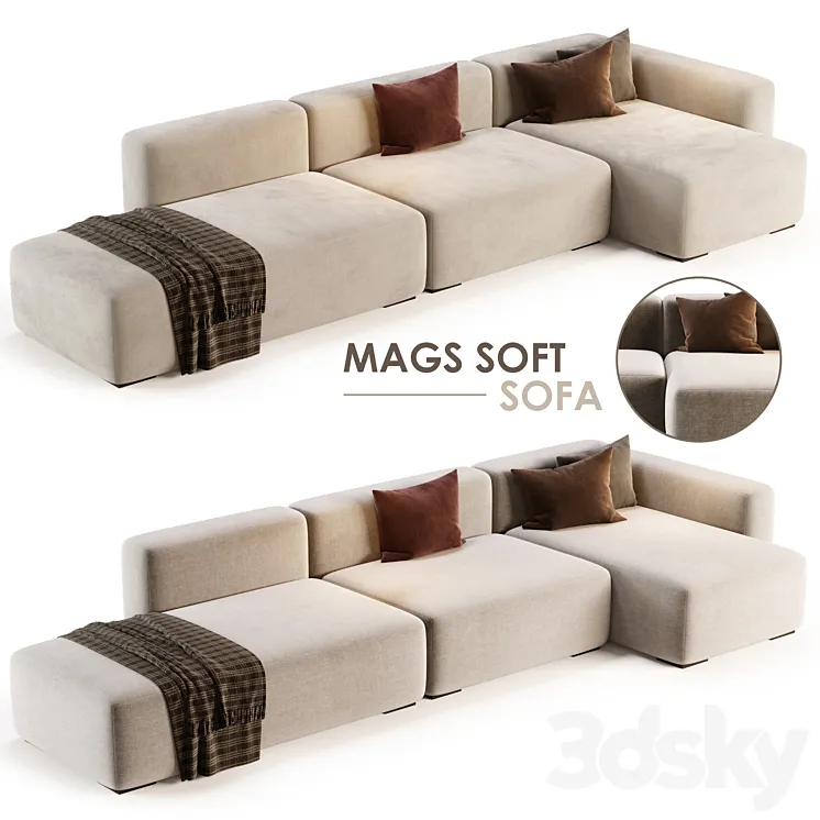 Mags Soft Corner Lounge 3seat Sofa by HAY 3DS Max Model
