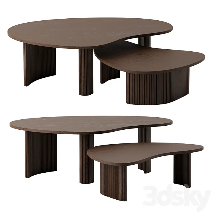 Mahogany Boomerang coffee tables by Ethnicraft 3DS Max Model
