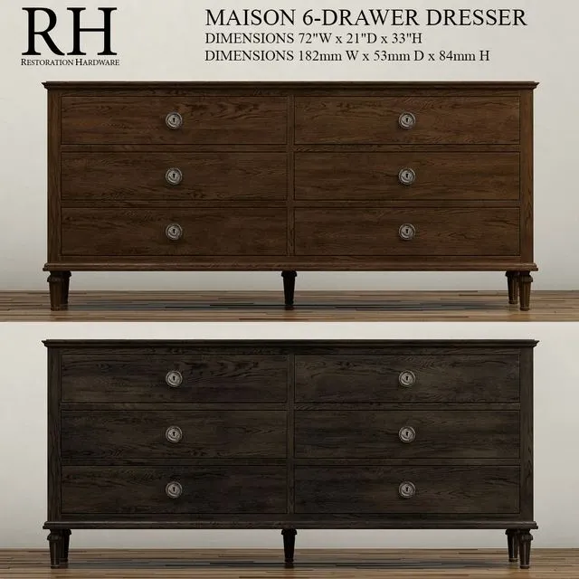MAISON 6-DRAWER DRESSER 3dsMax Model