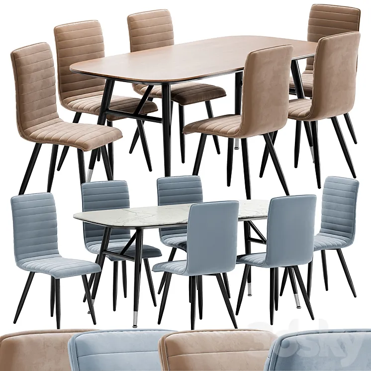 Mako dining chair and Catania table 3DS Max