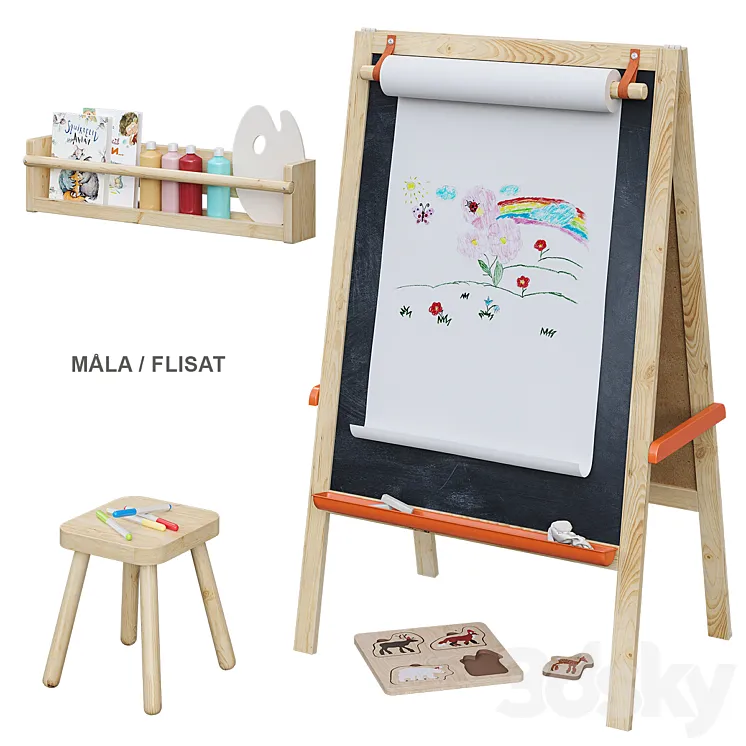 MÅLA \/ FLISAT IKEA Easel 3DS Max Model