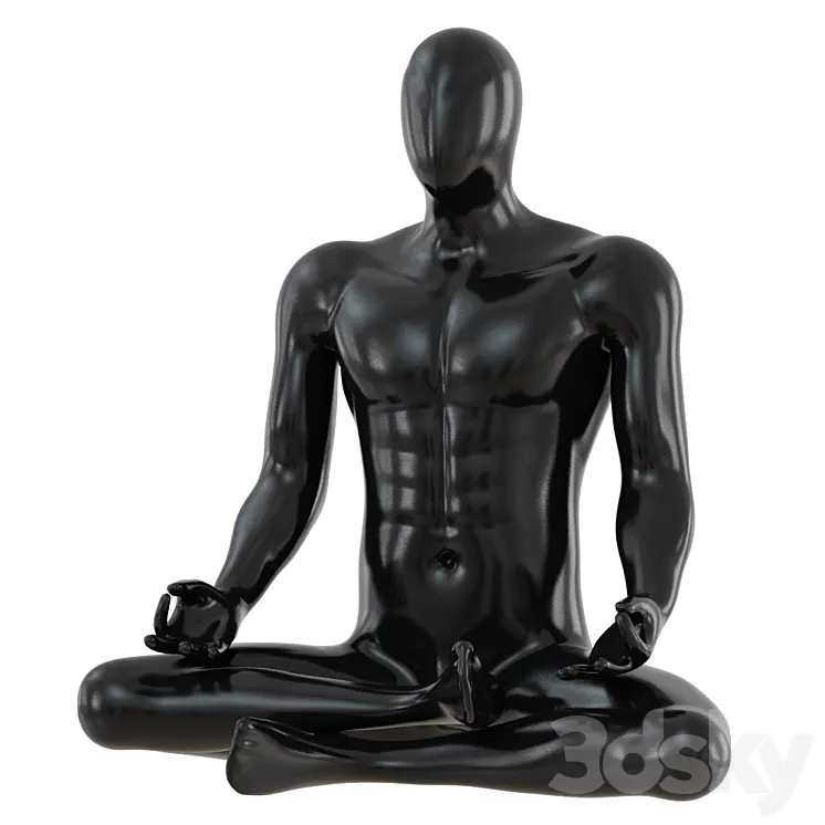 Male abstract mannequin sitting in yoga pose 110 3DS Max