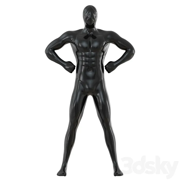 Male black mannequin in wide pose with arms on sides 97 3DS Max Model