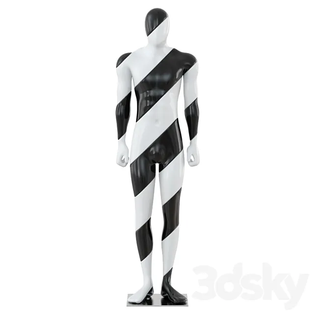 Male Mannequin with Black and White Color 57 3DSMax File