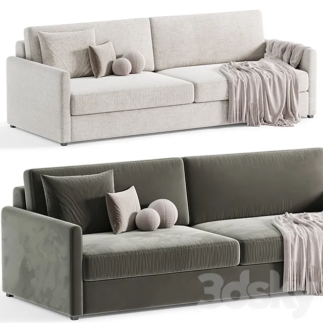 MALEA COGNAC BROWN VELVET SOFA By CB2 3DS Max Model