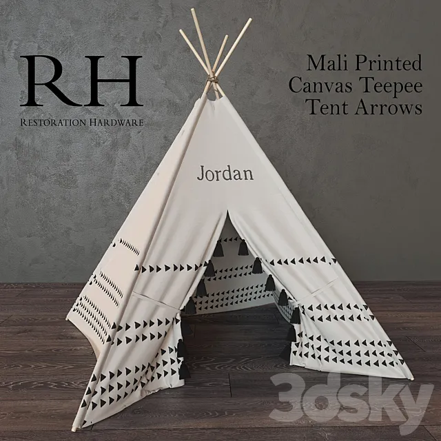 Mali Printed Canvas Teepee Tent Arrows 3ds Max