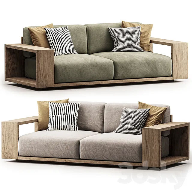 Mallorca Wood Outdoor Sofa 3dsMax Model