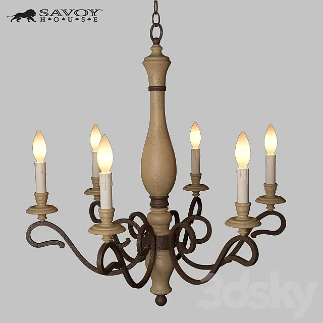 Mallory 6 Light Chandelier 3DS Max Model