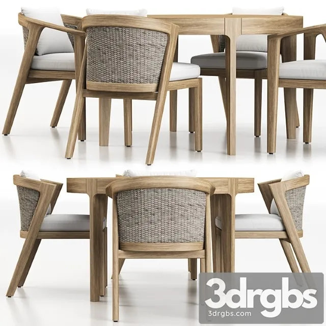 Malta teak dining set 2 3dsmax Download