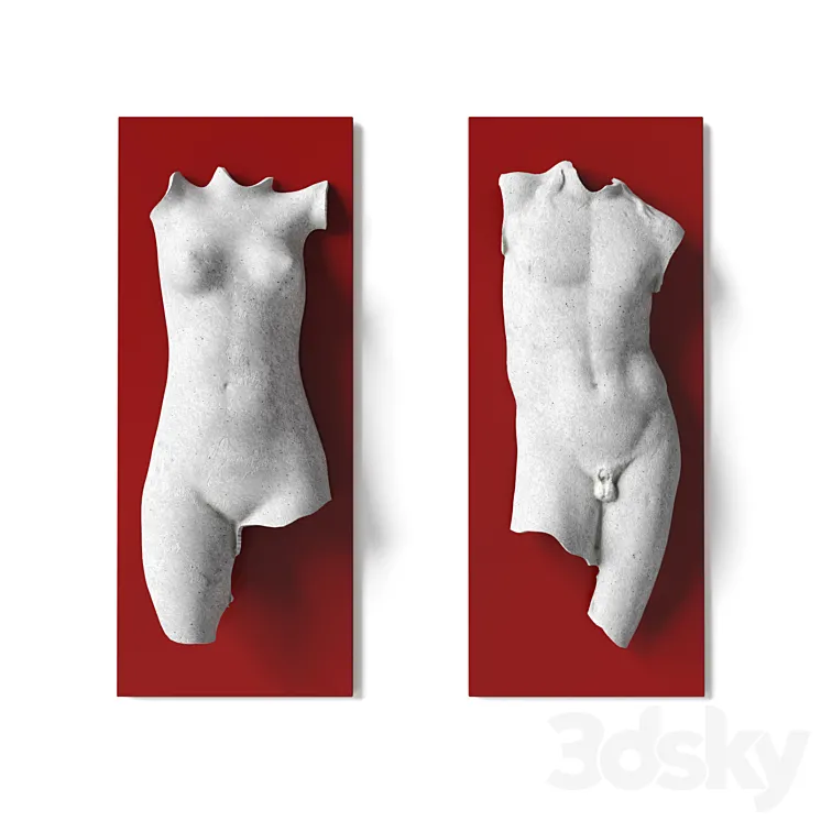 Man and woman torso wall panel 3DS Max Model