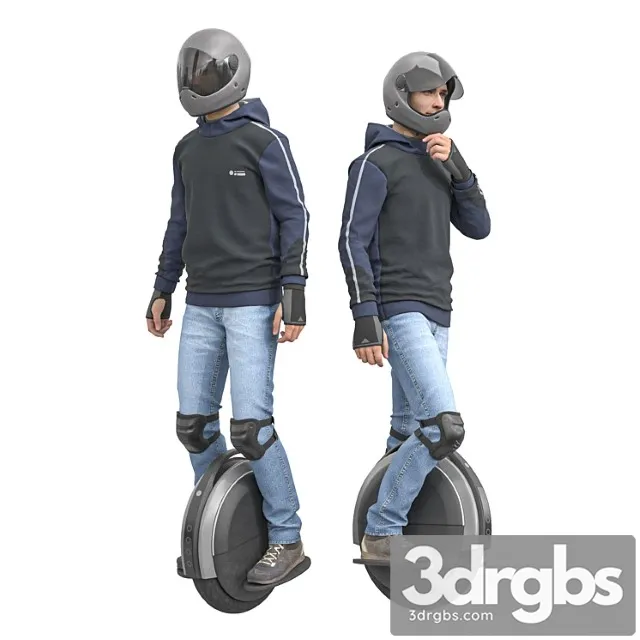 Man on an electric unicycle