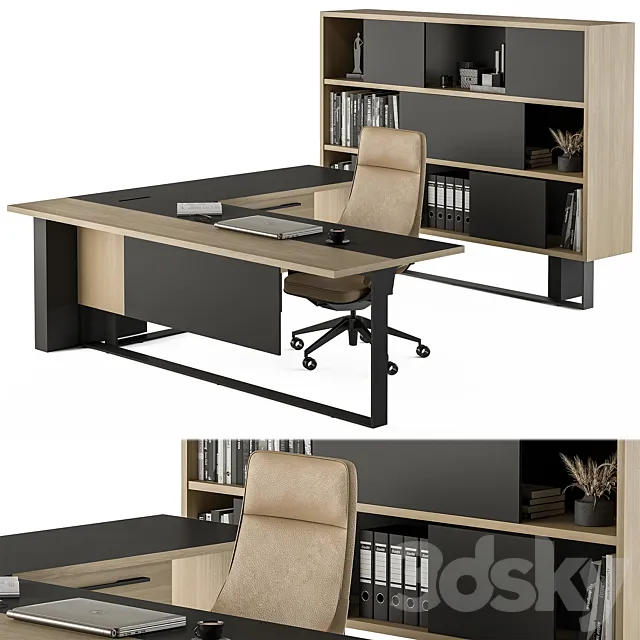 Manager Desk Set – Office Furniture 359 3DS Max Model