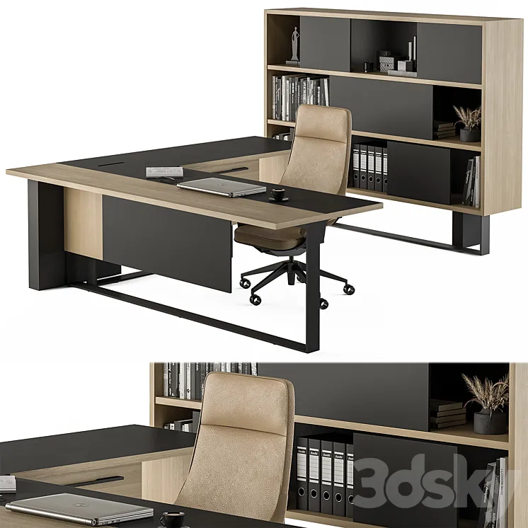 Manager Desk Set – Office Furniture 359 3DS Max Model