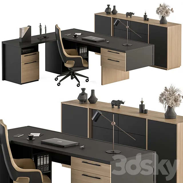 Manager Desk Set – Office Furniture 364 3DS Max Model