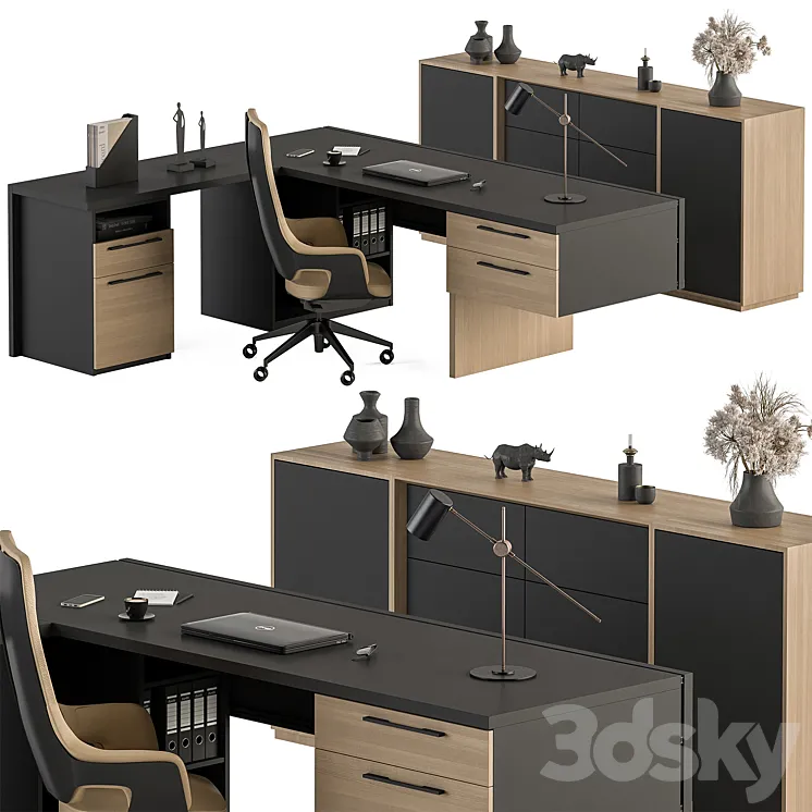 Manager Desk Set – Office Furniture 364 3DS Max