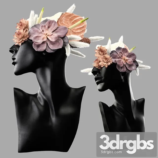 Mannequin Head Bust With A Bouquet 3dsmax Download