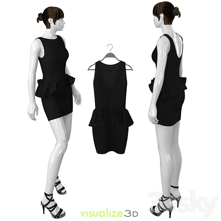 Mannequin with black dress 3DS Max