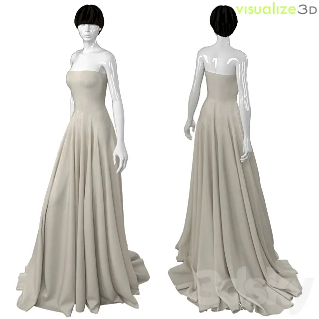 Mannequin with long wedding dress 3DS Max Model