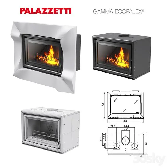 Mantel and hearth Palazzetti Wave Palazzetti Ecopalex 88 3dsMax Model