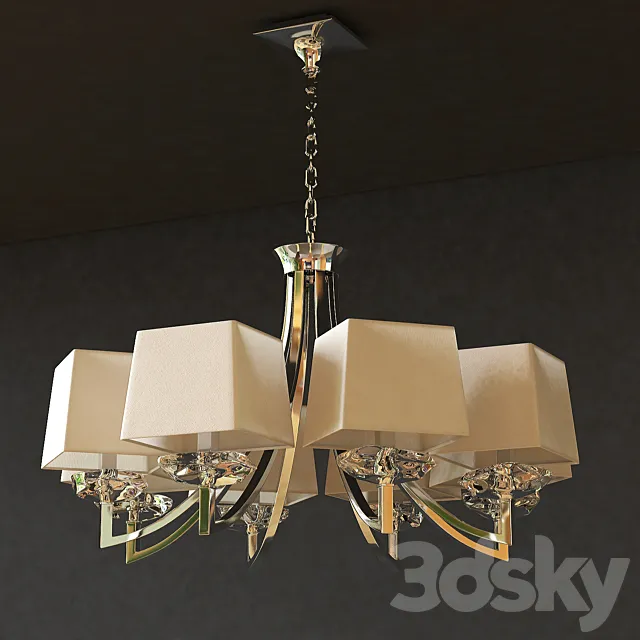 Mantra Akira Pendant Lamp Cromo _ Crema 8L 3DS Max Model