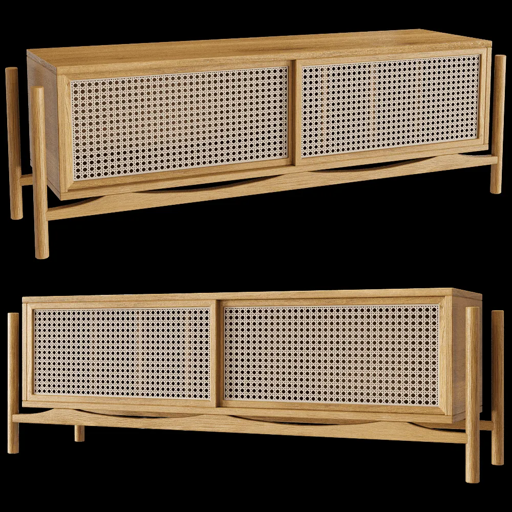 Manual mode – Low cabinet for TV Rattan 3ds Max