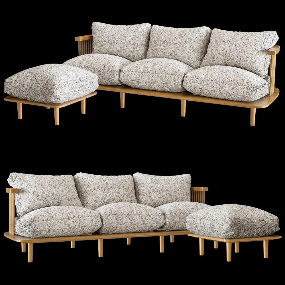 Manual mode – Sofa with ottoman Forest 3ds Max