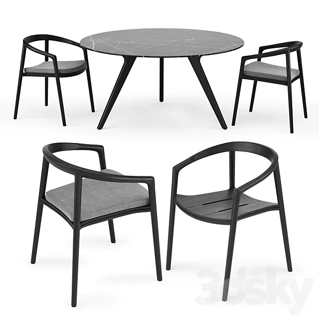 MANUTTI Torsa Table & Solid Chair 3ds Max