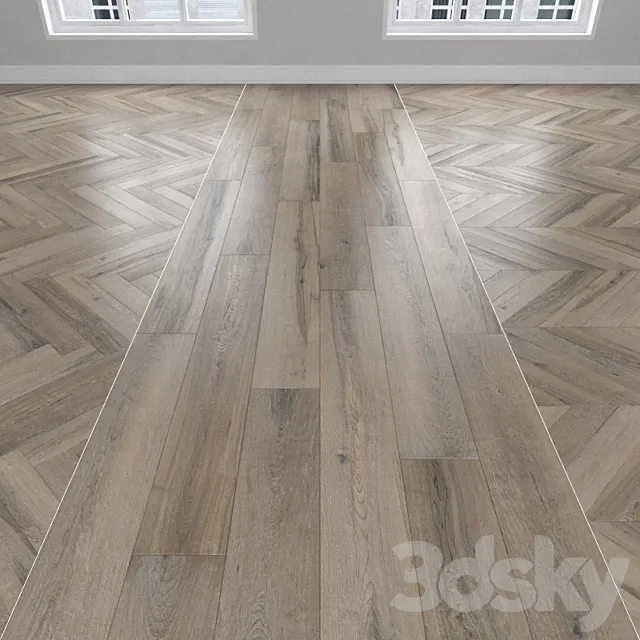 Maple parquet 3 types: herringbone linear chevron. 3DS Max Model