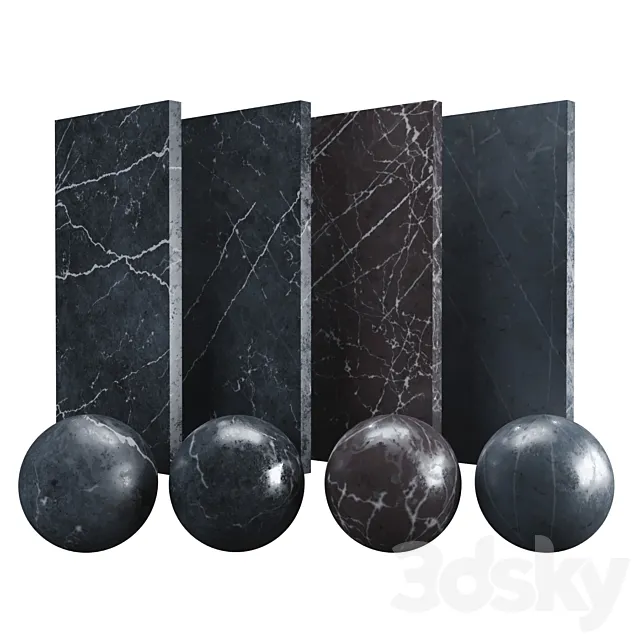 Marble Black Nero Marquina 3DS Max Model