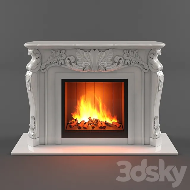 Marble fireplace carved classic 3DSMax File