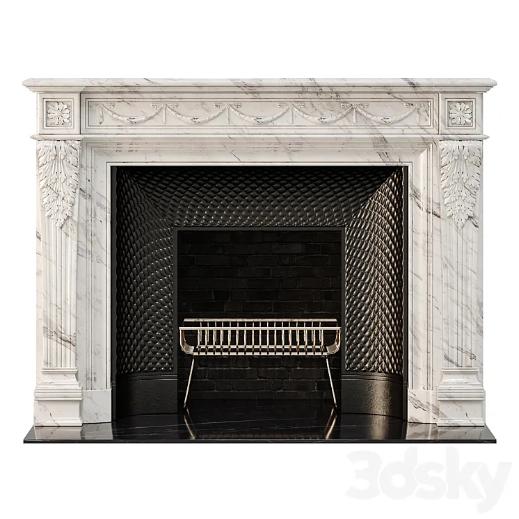 Marble french fireplace mantel 3DS Max Model