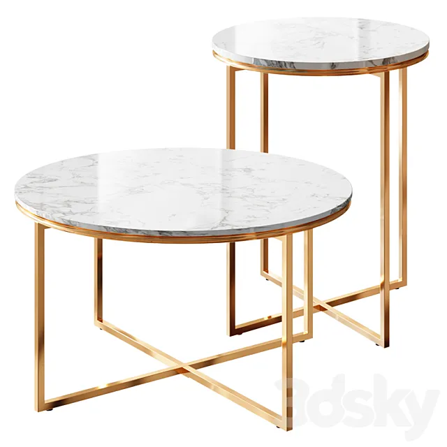 Marble Gold Tables Set 3DS Max Model