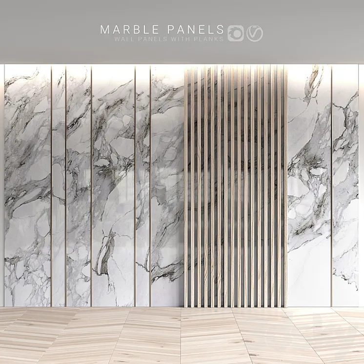 Marble panels with planks 3DS Max