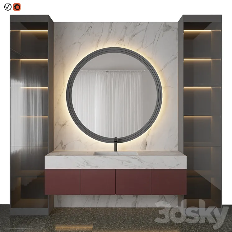 Marble red bathroom 3DS Max