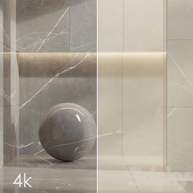 Marble Set 04 – Bundle – 2 Types of Pulpis: Gray and Beige \/ 4k 3DS Max