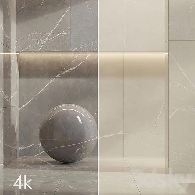 Marble Set 04 – Bundle – 2 Types of Pulpis Gray and Beige 4k 3dsMax Model