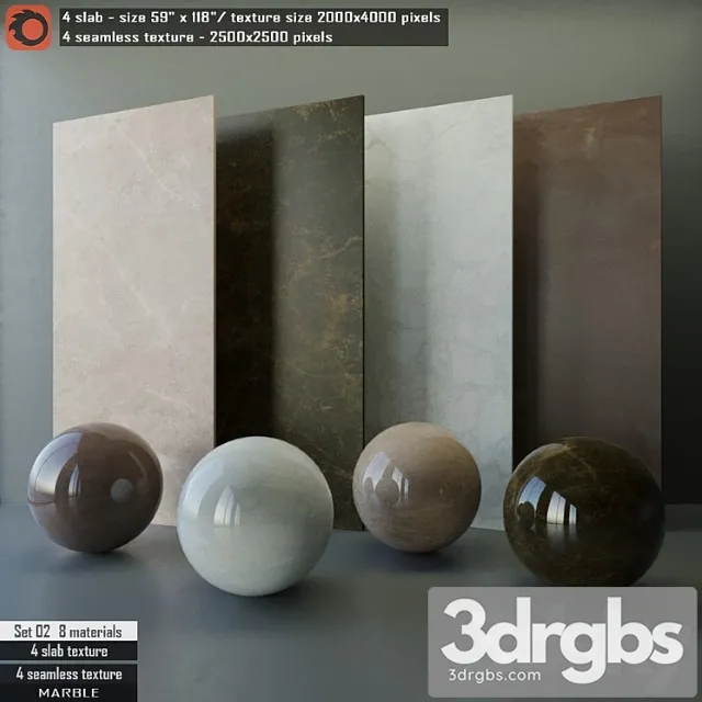 Marble slab & seamless texture set 02 3dsmax Download