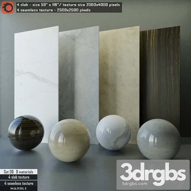 Marble slab & seamless texture set 06 3dsmax Download