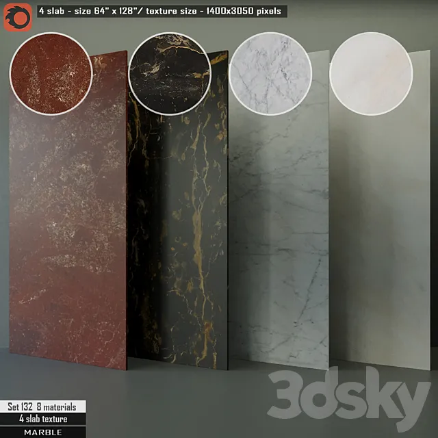 Marble Slab Set 132 3DS Max Model