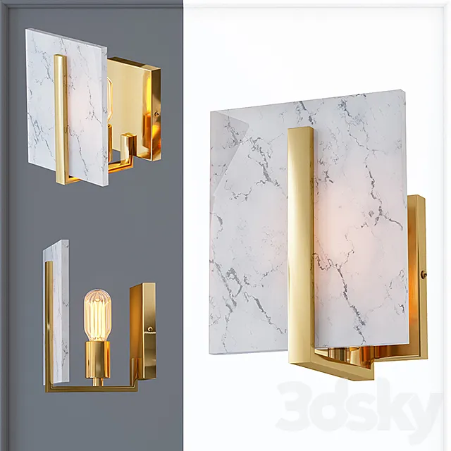 Marble square Wall Lamp 3ds Max