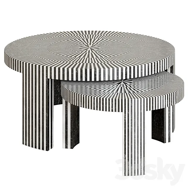 Marble Striped Nesting Coffee Table Sets Fnct-1420-Mklg 3ds Max