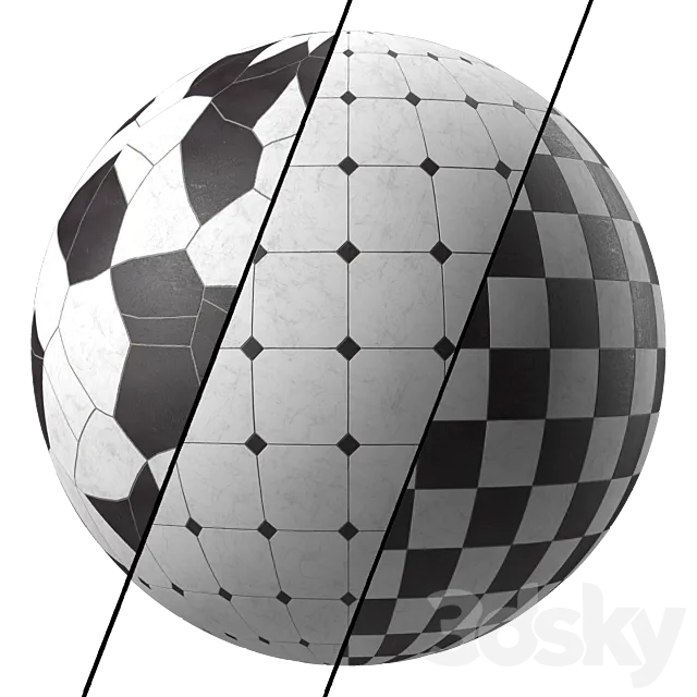 Marble Tile Materials 11- Marble Mixed by Stone 3 patterns Tile – Pbr 4k Seamless 3ds Max