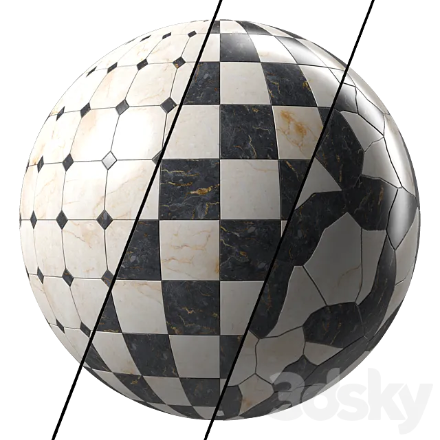 Marble Tile Materials 15- Marble Mixed by Stone – Pbr 4k Seamless 3ds Max