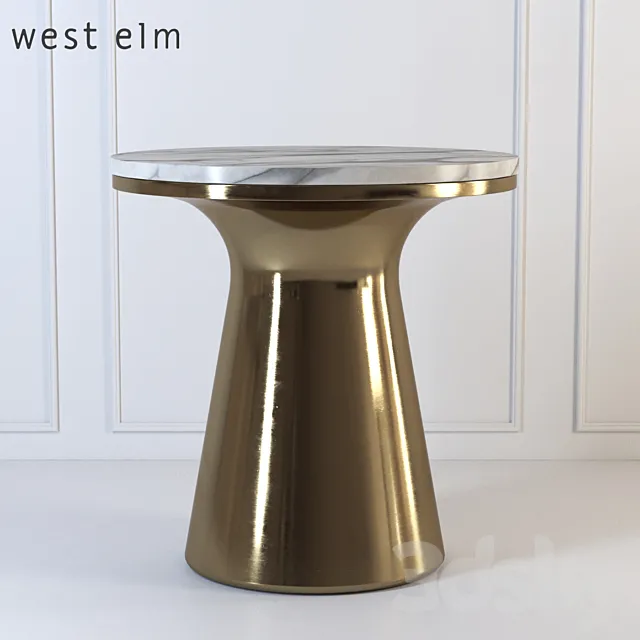 Marble Topped Pedestal Side Table 3DSMax File
